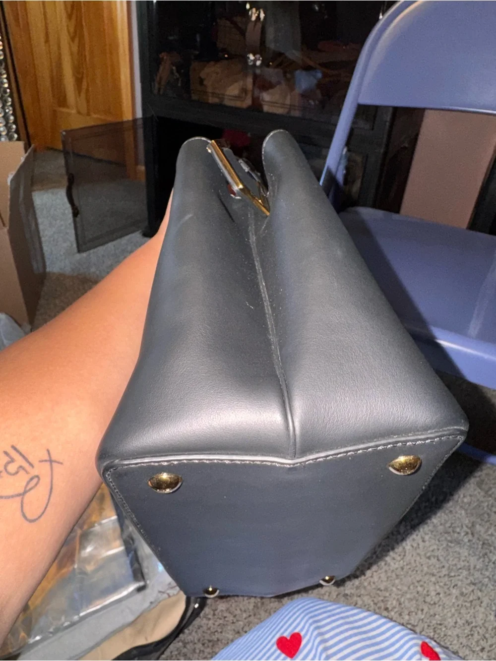 Fendi Black Leather Tuojours Monster Handbag, Gold Accent Hardware